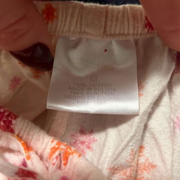 Women's Pink and Orange Snowflake Flannel Cotton Pajama Pants - Picture 4 of 4